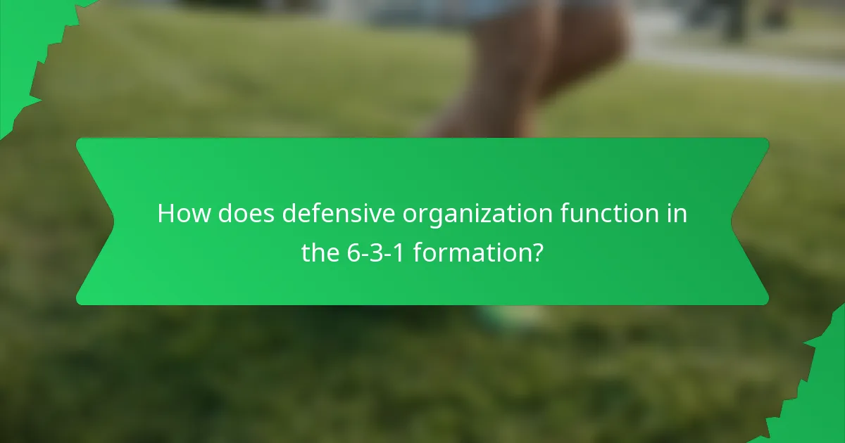 How does defensive organization function in the 6-3-1 formation?
