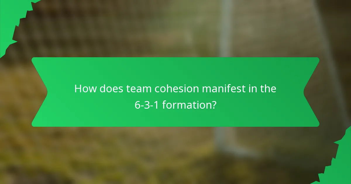 How does team cohesion manifest in the 6-3-1 formation?